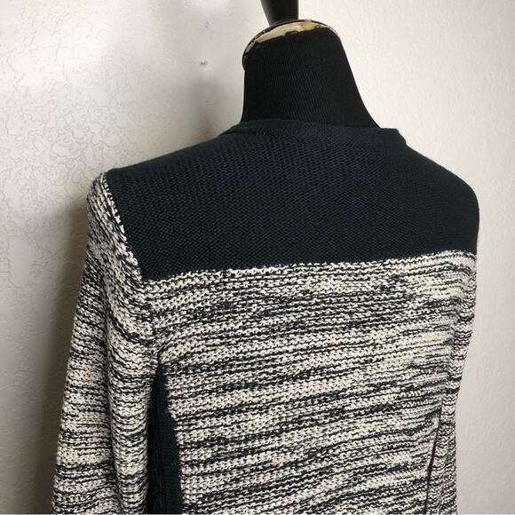 White + Warren black and cream full zip cardigan sweater jacket size Large - Picture 8 of 14